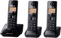 Panasonic KX-TG2713 cordless phone with 3 handsets in black