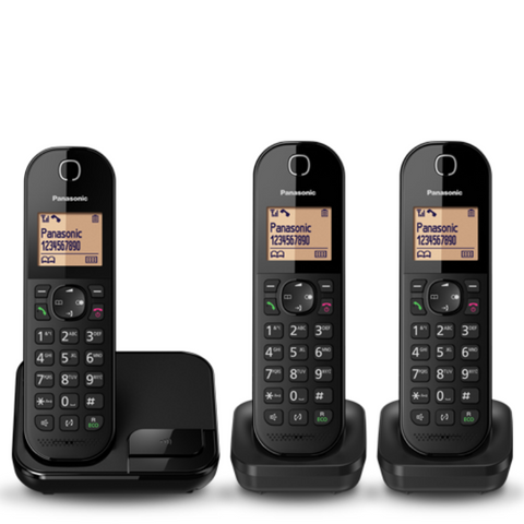 Panasonic Black Cordless Phone KX-TGC413, with 3 handsets.